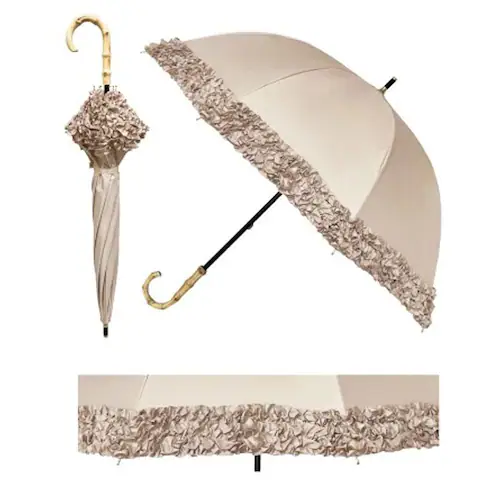 長傘 晴雨兼用 通販 pink trick ピンクトリック 日傘 フリル傘 ミニフリル傘 おしゃれ かわいい 竹製ハンドル 軽量 軽い 通勤 通学 大人 女性 持ち運び フリル コンパクト シンプル _7