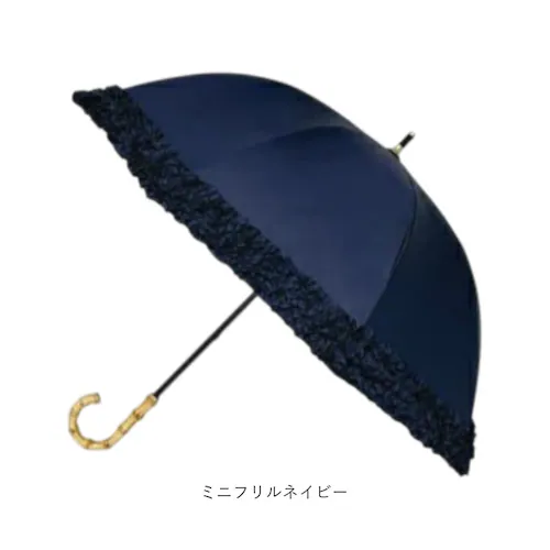 長傘 晴雨兼用 通販 pink trick ピンクトリック 日傘 フリル傘 ミニフリル傘 おしゃれ かわいい 竹製ハンドル 軽量 軽い 通勤 通学 大人 女性 持ち運び フリル コンパクト シンプル _11