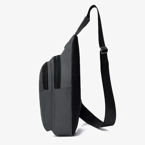 メンズ イヤホンホール付き 軽量ボディバッグ ワンショルダー 斜めがけ ショルダーバッグ コンパクトボディバッグ カジュアル ボディバッグ 通勤バッグ メンズバッグ Aタイプ ブラック【代引き不可】_8