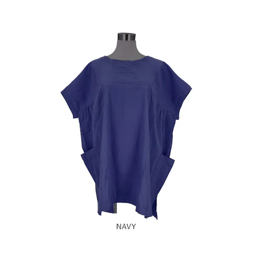 FABORI ファボリ かっぽう着 半袖 通販 割烹着 割ぽう着 半袖割烹着 エプロン エプロンドレス カッポウギ ワンピース ポケット 大きい ゆったり 体型カバー 綿100% コットン 保育士 サ_12