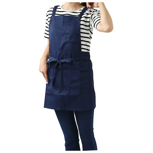 エプロン おしゃれ 通販 エプロン ナチュラル レディース ポケット たくさん h型 ワンピース ブラック ネイビー レッド ベージュ グリーン 保育士 カフェ 文化祭 イベント 無地 お尻隠れる シ_2