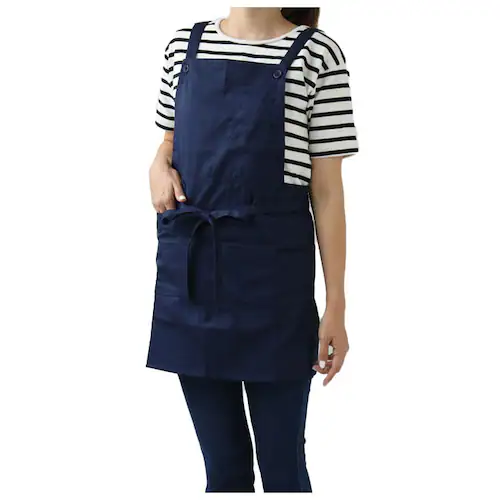 エプロン おしゃれ 通販 エプロン ナチュラル レディース ポケット たくさん h型 ワンピース ブラック ネイビー レッド ベージュ グリーン 保育士 カフェ 文化祭 イベント 無地 お尻隠れる シ_3