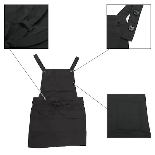 エプロン おしゃれ 通販 エプロン ナチュラル レディース ポケット たくさん h型 ワンピース ブラック ネイビー レッド ベージュ グリーン 保育士 カフェ 文化祭 イベント 無地 お尻隠れる シ_6