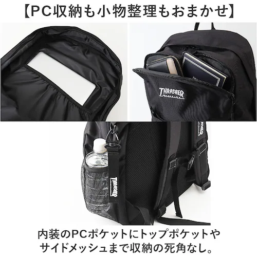 スラッシャー リュック THRASHER VJTH-0019 通販 バックパック リュックサック デイパック ブランド 通学リュック A4 通学バッグ 黒 ブラック 通学 通勤 大容量 メンズ レディ_5