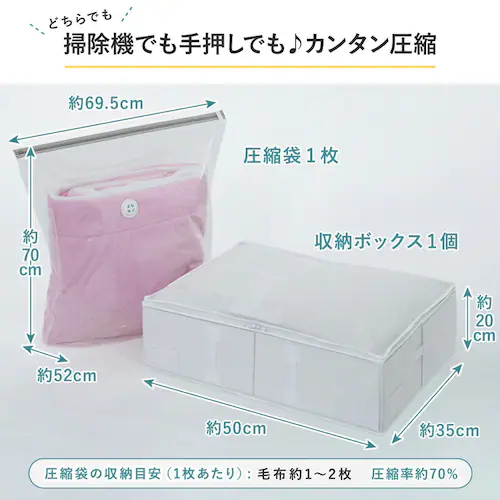 一体型圧縮ボックス 毛布用 ホワイト_1