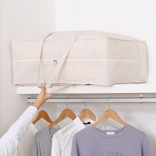 持ち手付羽毛布団保存ケース ナチュラル_3