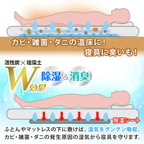 活性炭と珪藻土入り除湿シート シングルサイズ_4