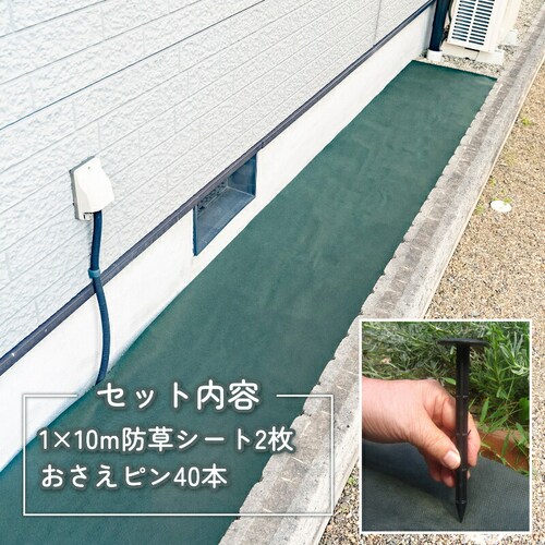 園芸用防草シート 1×10m 2セット+おさえピン40本付き_1