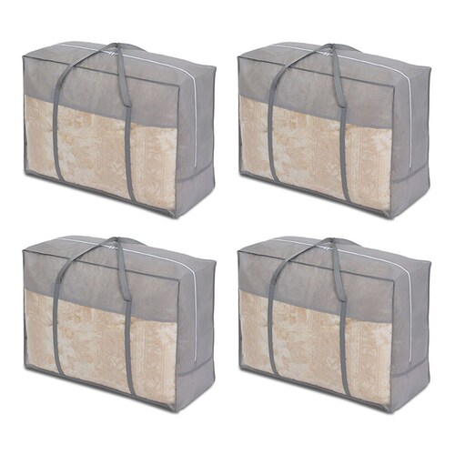 羽毛布団収納袋持手付 シンプルグレー 4枚組_8