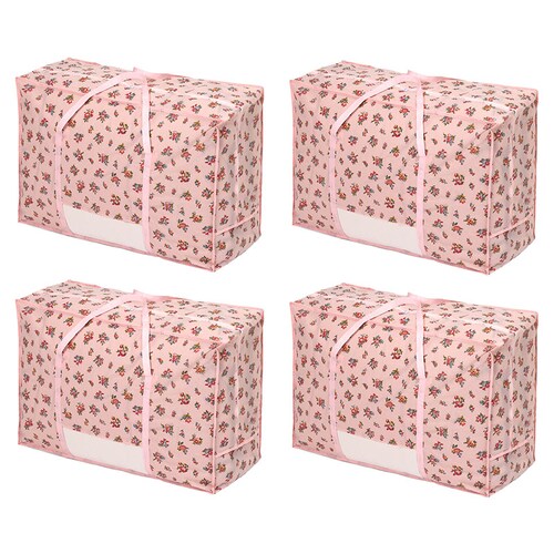 羽毛布団収納袋 花柄 持ち手付 4枚組_8