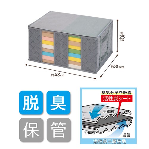 持ち手が便利 活性炭衣類整理袋 小_1