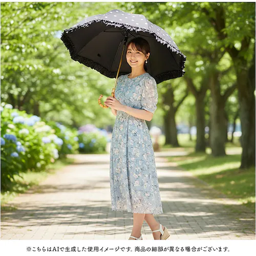 pink trick ピンクトリック 長傘 晴雨兼用 通販 晴雨兼用傘 雨傘 日傘 レディース傘 傘 かさ カサ フリル傘 日よけ 日除け フリル かわいい 可愛い アンブレラ 完全遮光 親骨50cm_12