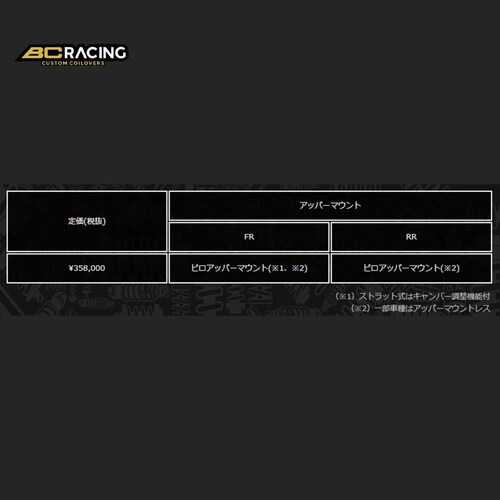 BC RACING ER Coilover Kit ER-TYPE VOLKS WAGEN/フォルクスワーゲン GOLF7/ゴルフ7 AU50mm 2013- H-23_1