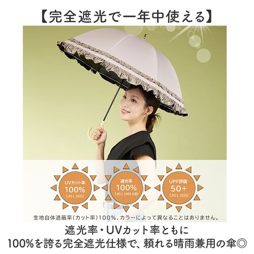 KIZAWA キザワ 日傘 長傘 レディース 通販 フリル傘 傘 かさ カサ レディース傘 日よけ 日除け 完全遮光 晴雨兼用 アンブレラ 女性用 ショート丈 かわいい 可愛い フリル 丈夫 colo_2