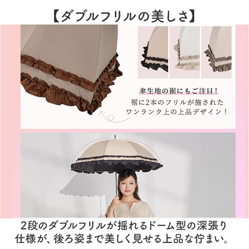 KIZAWA キザワ 日傘 長傘 レディース 通販 フリル傘 傘 かさ カサ レディース傘 日よけ 日除け 完全遮光 晴雨兼用 アンブレラ 女性用 ショート丈 かわいい 可愛い フリル 丈夫 colo_4