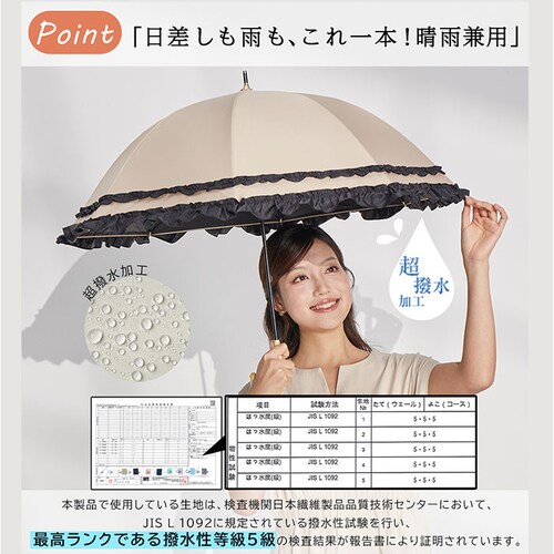 KIZAWA キザワ 日傘 長傘 レディース 通販 フリル傘 傘 かさ カサ レディース傘 日よけ 日除け 完全遮光 晴雨兼用 アンブレラ 女性用 ショート丈 かわいい 可愛い フリル 丈夫 colo_6