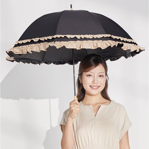 KIZAWA キザワ 日傘 長傘 レディース 通販 フリル傘 傘 かさ カサ レディース傘 日よけ 日除け 完全遮光 晴雨兼用 アンブレラ 女性用 ショート丈 かわいい 可愛い フリル 丈夫 colo_12