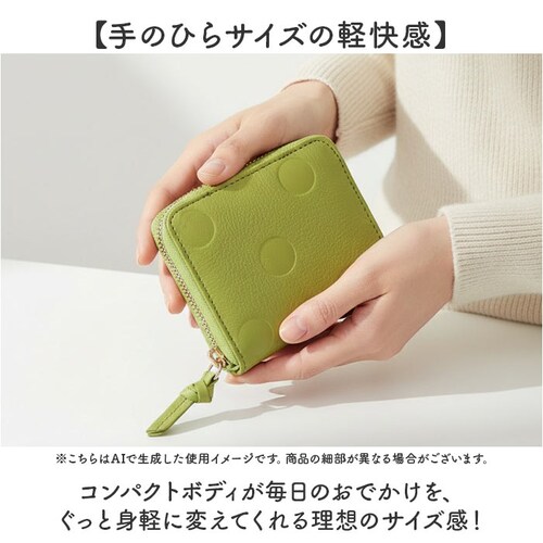 perche ペルケ 財布 80-06-00120 通販 ドット型押しパームフィットストラップウォレット 二つ折り財布 二折 小銭入れ有 本革 ミニ財布 折財布 レディース 折り財布 ラウンドファスナ_5