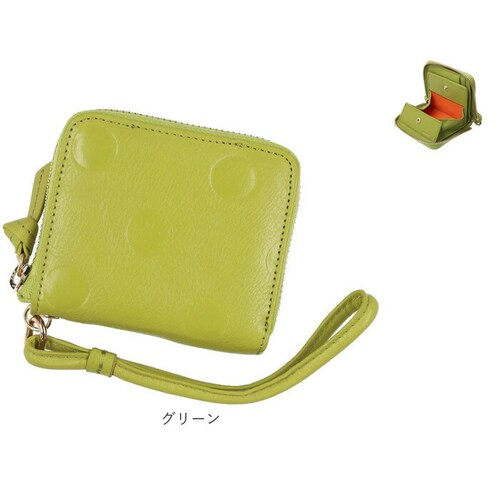 perche ペルケ 財布 80-06-00120 通販 ドット型押しパームフィットストラップウォレット 二つ折り財布 二折 小銭入れ有 本革 ミニ財布 折財布 レディース 折り財布 ラウンドファスナ_12