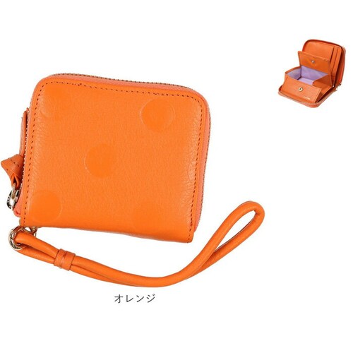 perche ペルケ 財布 80-06-00120 通販 ドット型押しパームフィットストラップウォレット 二つ折り財布 二折 小銭入れ有 本革 ミニ財布 折財布 レディース 折り財布 ラウンドファスナ_14