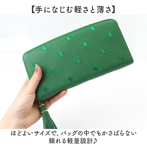 perche ペルケ 財布 08-06-02970 通販 牛革ドット刺繍ラウンド長財布 長財布 長サイフ ながさいふ 本革 ロングウォレット レディース ラウンドファスナー おしゃれ レザー 大人 オ_6