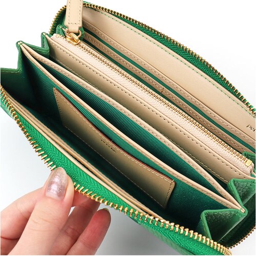 perche ペルケ 財布 08-06-02970 通販 牛革ドット刺繍ラウンド長財布 長財布 長サイフ ながさいふ 本革 ロングウォレット レディース ラウンドファスナー おしゃれ レザー 大人 オ_7