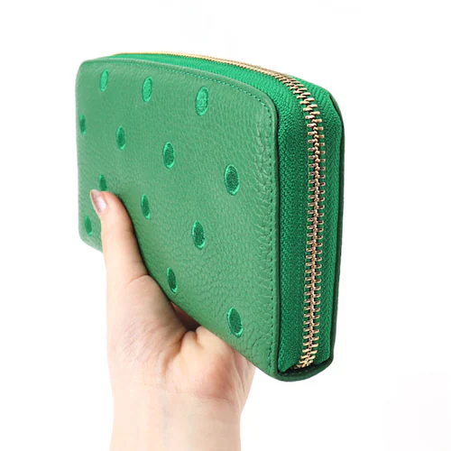 perche ペルケ 財布 08-06-02970 通販 牛革ドット刺繍ラウンド長財布 長財布 長サイフ ながさいふ 本革 ロングウォレット レディース ラウンドファスナー おしゃれ レザー 大人 オ_9