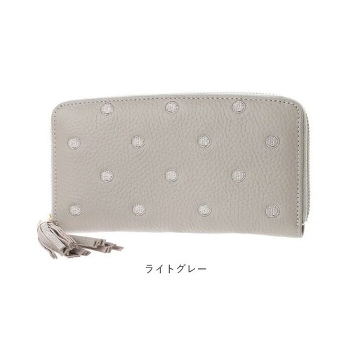 perche ペルケ 財布 08-06-02970 通販 牛革ドット刺繍ラウンド長財布 長財布 長サイフ ながさいふ 本革 ロングウォレット レディース ラウンドファスナー おしゃれ レザー 大人 オ_12