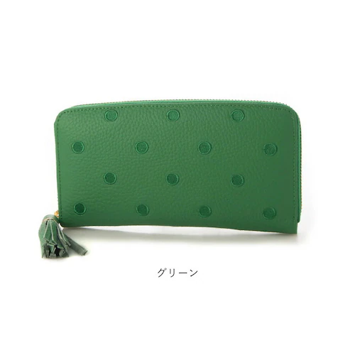 perche ペルケ 財布 08-06-02970 通販 牛革ドット刺繍ラウンド長財布 長財布 長サイフ ながさいふ 本革 ロングウォレット レディース ラウンドファスナー おしゃれ レザー 大人 オ_15