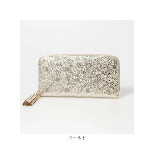 perche ペルケ 財布 08-06-02970 通販 牛革ドット刺繍ラウンド長財布 長財布 長サイフ ながさいふ 本革 ロングウォレット レディース ラウンドファスナー おしゃれ レザー 大人 オ_16
