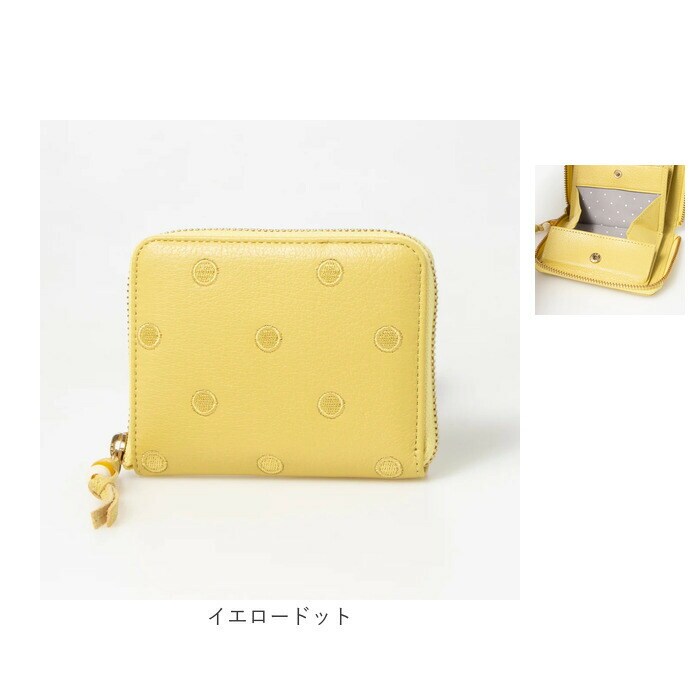 イエロードット perche ペルケ 財布 08-06-03900 通販 ドット刺繍