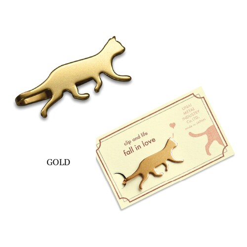 ネコ型 マルチクリップ 真鍮 日本製 クリップ ブランド 国産 金属製 猫 ネコ かわいい おしゃれ ブラス メモクリップ マネークリップ ブックマーク 財布 札_9