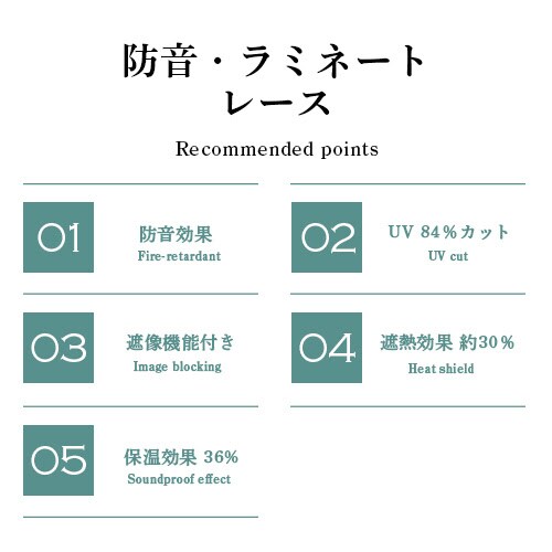【送料無料】遮熱 遮像 保温 防音 UVカットミラーラミネート高機能防音レースカーテン 100X133cm2枚組 アイボリー_1