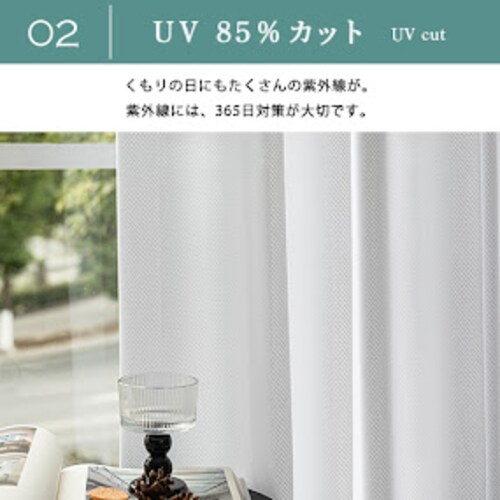 【送料無料】帝人・エコリエ遮熱 遮像 保温 UVカットミラー無地レースカーテン 100X88cm2枚組 アイボリー_3