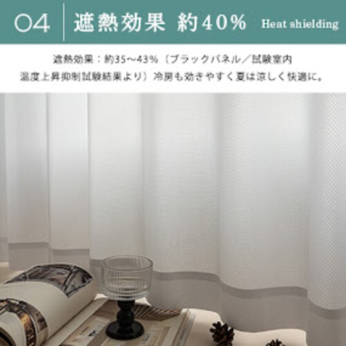 【送料無料】帝人・エコリエ遮熱 遮像 保温 UVカットミラー無地レースカーテン 100X88cm2枚組 アイボリー_5