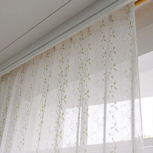 【送料無料】遮熱 遮像 保温UVカットミラージャガード刺繍風リーフ柄高機能レースカーテン 100X103cm2枚組 ベージュ_14
