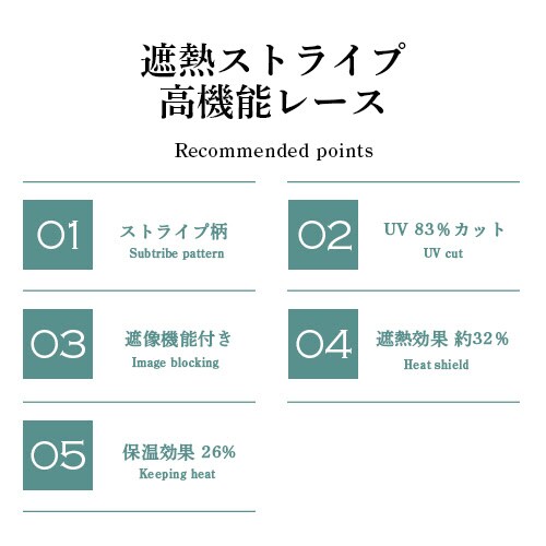 【送料無料】遮熱 遮像 保温UVカットミラーストライプ高機能レースカーテン 100X108cm2枚組 ホワイト_1