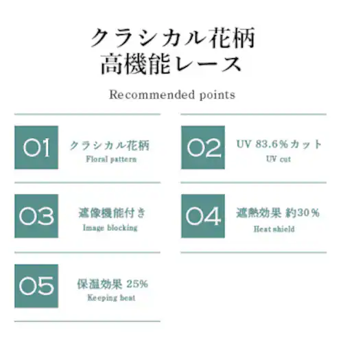 【送料無料】遮熱 遮像 保温 UVカットミラー花柄高機能レースカーテン 100X103cm2枚組 アイボリー_1