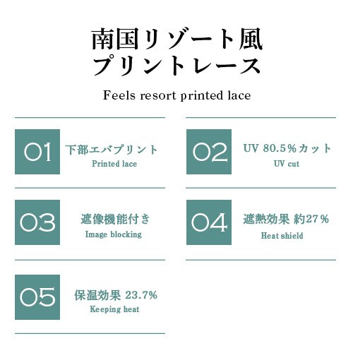 【送料無料】遮熱 遮像 保温UVカットミラー下部エバモンステラ柄高機能レースカーテン 100X133cm2枚組 グリーン_1