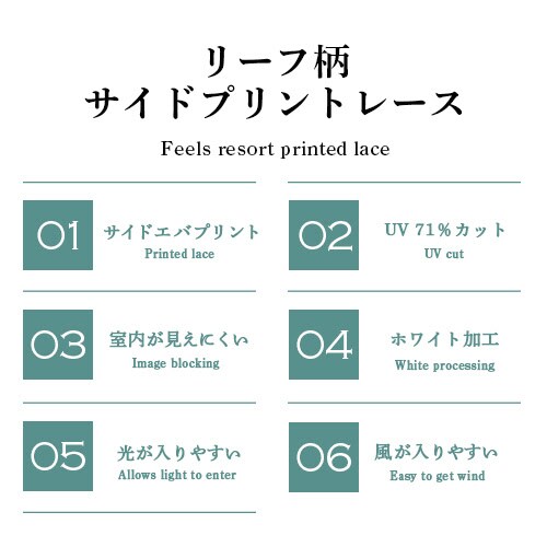 【送料無料】UVカット 採光ミラーサイドエバリーフ柄レースカーテン 100X133cm2枚組 グリーン_1