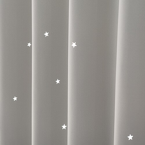 【送料無料】光を遮る1級遮光星柄レーザーカットカーテン 形状記憶 100X135cm 2枚組 ミントグリーン_22
