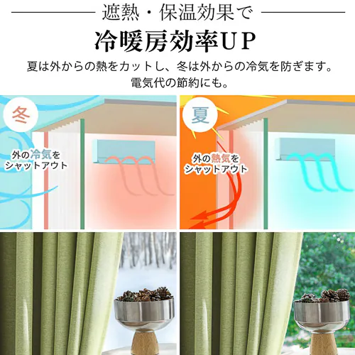 【送料無料】光を遮る1級風通遮光防炎カーテン 形状記憶 100X135cm 2枚組 アイボリー_2