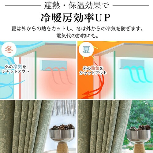 【送料無料】光を遮る裏地付き遮光形状記憶カーテン 100X135cm 2枚組 エンジ_20