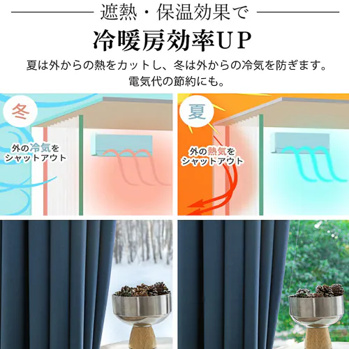 【送料無料】光を遮る1級遮光防炎カーテン 形状記憶 100X135cm 2枚組 アイボリー_2
