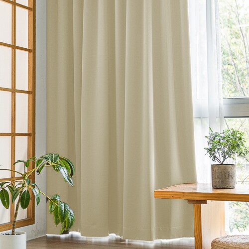 【送料無料】光を遮る1級遮光防炎カーテン 形状記憶 100X135cm 2枚組 アイボリー_7