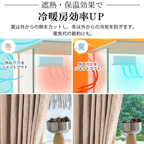 【送料無料】光を遮る裏地付き遮光形状記憶カーテン 100X135cm 2枚組 グリーン_18