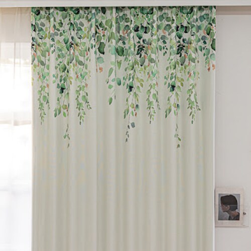 【送料無料】光を遮る遮光形状記憶カーテン 100X135cm 2枚組 グリーン_4
