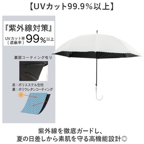 2761/オフホワイト ジャンプ傘 レディース 晴雨兼用 通販 長傘 傘 60cm 耐風傘 晴雨兼用傘 雨傘 日傘 風に強い傘 遮熱 遮光 UVカット 女性 大人 女子 60センチ 通勤 通学 登下校_4