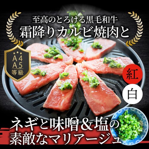 【しゃぶまる】A4,A5等級 特選 黒毛和牛 カルビ焼肉 ねぎまみれ 味噌ダレ&塩ダレ 食べ比べ 1kg(250g×各2) 牛肉 肉 食品 お祝い 霜降り 贅沢 黒毛 和牛 国産 祝い 記念 通販 グ_1