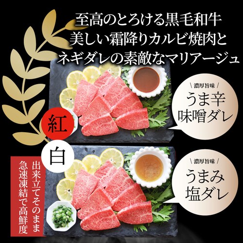 【しゃぶまる】A4,A5等級 特選 黒毛和牛 カルビ焼肉 ねぎまみれ 味噌ダレ&塩ダレ 食べ比べ 1kg(250g×各2) 牛肉 肉 食品 お祝い 霜降り 贅沢 黒毛 和牛 国産 祝い 記念 通販 グ_12